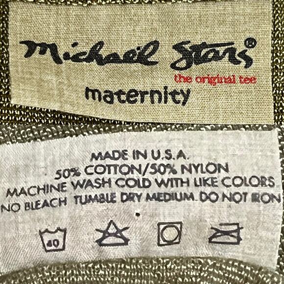 Michael Stars Long Sleeve Ruched Maternity Tunic Top One Size Green Khaki Shine - Picture 9 of 11